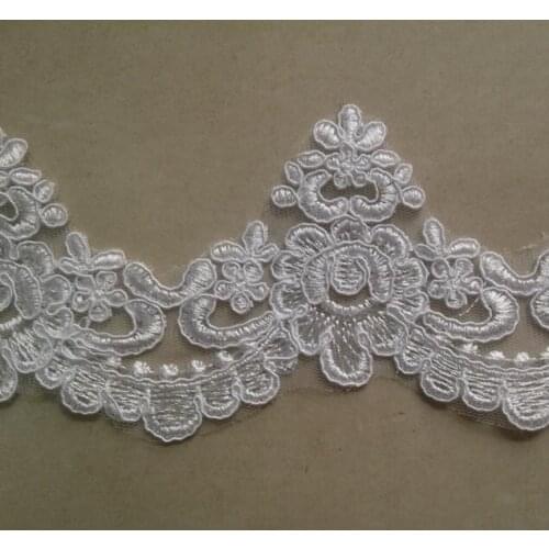 5 Meters/lot 10cm Width White Embroidery Wedding Dress Lace Trim for Garment Accessories DIY Sewing Supplies