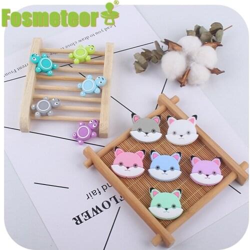 Fosmeteor 5pcs Silicone Teethers Mini Elephant Beads DIY Baby Teething Pacifier Chain Toy Cartoon Animal Jewelry Beads BPA Free