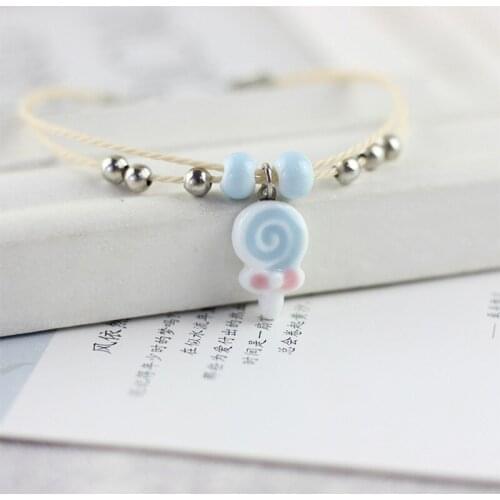 Ceramic Lollipop Chains Bracelet For Women Female Vintage Handmade Braid Rope Adjustable Link Bangle Jewelry Accessories Jewelry