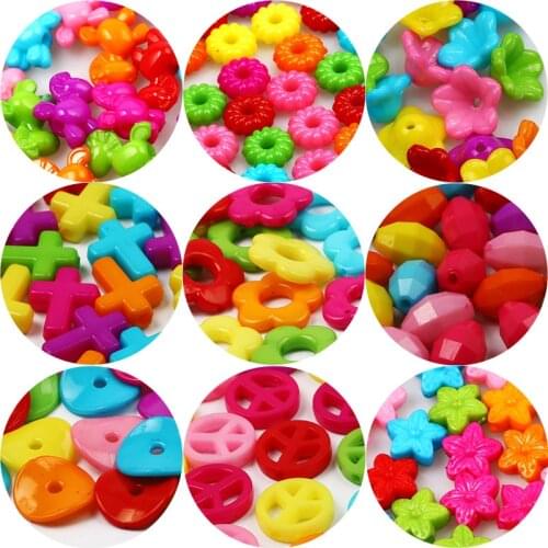 50pcs/lot Various Acrylic Beads Heart Flower Loose Spacer Beads For Jewelry Making Handmade DIY Bracelet Necklace Accessories