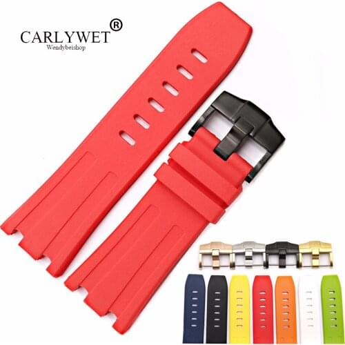 CARLYWET 28mm Wholesale Rubber Waterproof Watchbands Silicone Replacement Wrist Watch Band Strap Belt With Pin Buckle