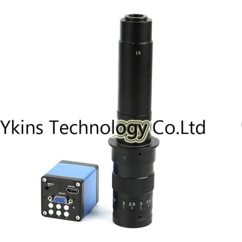 1080P 1/2.5" CMOS HDMI VGA Digital Industry Video Microscope Camera + 130X/180X/300X C-MOUNT Camera Lens for PCB Lab