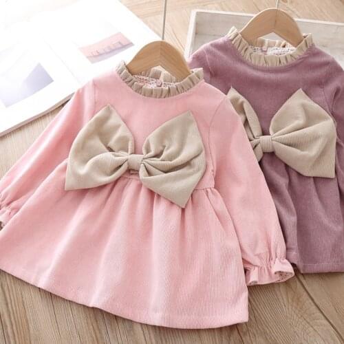 Children Clothes NEW Autumn Girls Dress Baby Girl Princess Dress Big Bow Long-sleeved Children Clothes