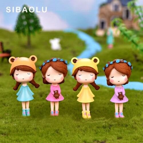 Friends Pretty Girls figurine cartoon Animal Model Moss landscape Resin Craft home miniature fairy garden decoration accessories