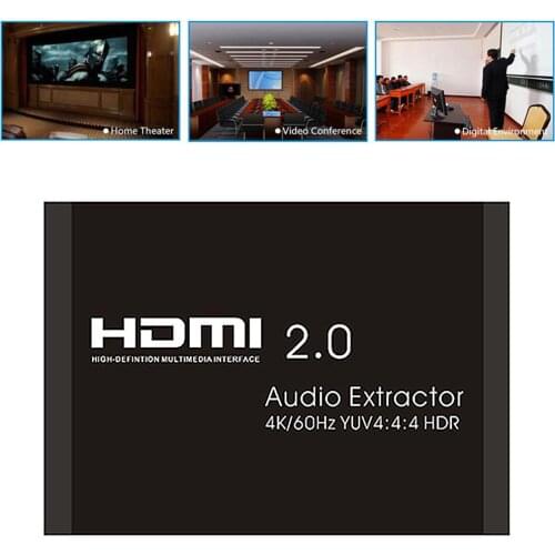HDMI-compatible 2.0 Audio Extractor Splitter HD Digital Optical Audio L/R Channels 4K 60Hz