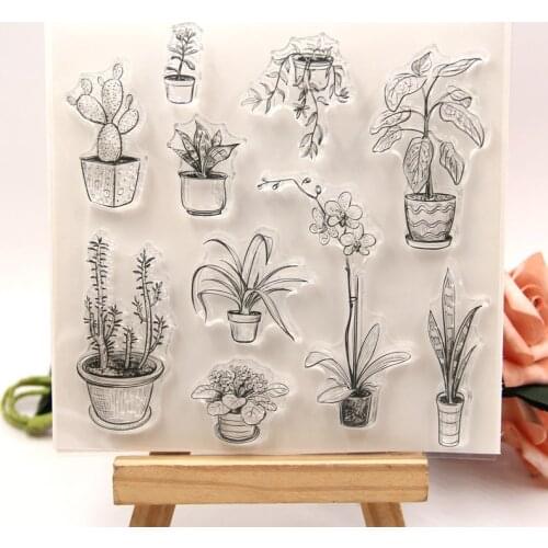 KLJUYP Potted plants Clear Stamps Scrapbook Paper Craft Clear stamp scrapbooking 09015