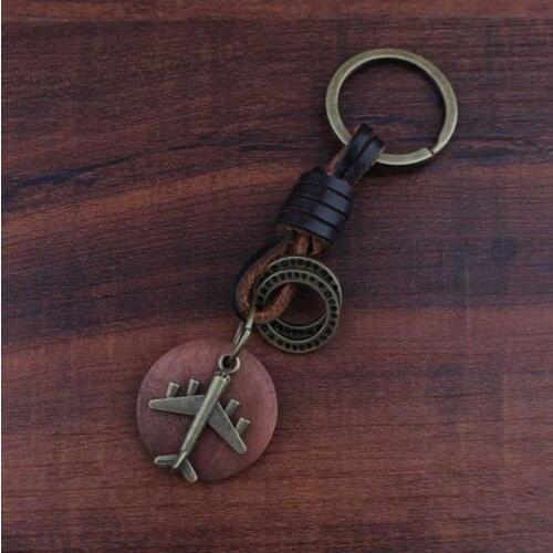 New leather wooden jewelry airplane vintage keychain Keyring for keys car key chains mens accessories boyfriend gift llaveros