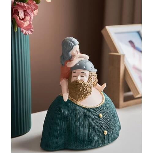 Creative Resin Father and Daughter Sculpture Crafts Childrens Day Gift Girl Room Decoration Cute Figure Statue Home Decoration