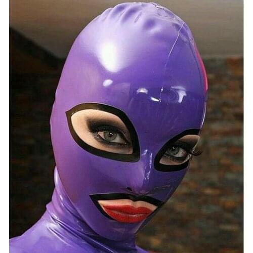 Latex Hood Back Zipper Handmade Rubber Mask for Catsuit Ladies Club Wear Costume erotic sex toys