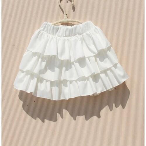 Summer 3-15 Years Children Princess Chiffon Skirt Baby Toddler Teenager Tutus White Ruffles Cake Tutu School Girls Skirts JW5557