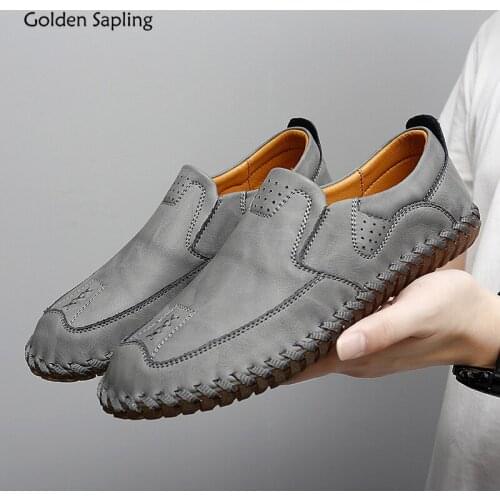 Golden Sapling Fashion Loafers Men Casual Shoes Comfortable Slip on Leisure Flats Classics Driving Shoe Retro Gray Mens Loafers