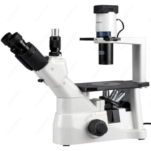 Phase Contrast Inverted Microscope--AmScope Supplies 40X-900X Phase Contrast Inverted Microscope with 3M Camera