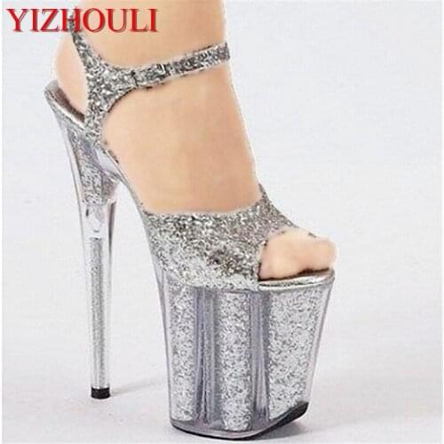 Fashion color transparent ribs core high heel sandals model T runway show SHOES 20 cm performance sandal