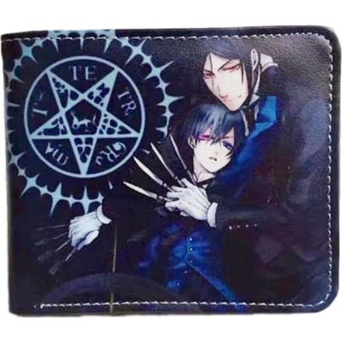 Cartoon Anime Black Butler Kuroshitsuji Ciel Phantomhive Wallet Fashion PU Leather Purse Cosplay Short Wallets Gift