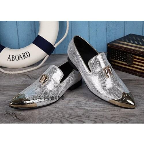 Italian Sytle Mens Oxfords Groom Wedding Dress Shoes Flats Slip on Metal toe Fashion Men Shoes Hombre Sapatos Plus Size 38-46