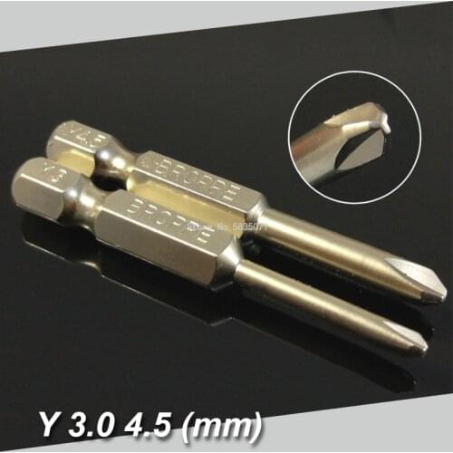 2Pcs Set Magnetic Y-Type Screwdriver Drill Bits 3.0-4.5mm Screw Driver Bits 1/4" Hex Shank S2 Hand Tools Set