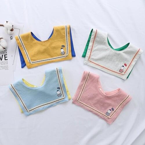 Newborn Bibs Neutral Pure Cotton 0-1 Years Old Simplicity Cartoons Printing Letter Stripe Fashion Trend Double Sided Convenience