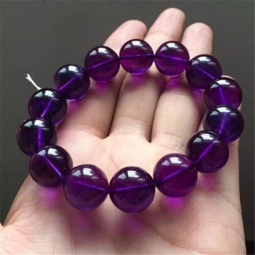 15mm AAA Genuine Transaprent Natural Brazil Quartz Crystal Round Beads Jewelry Charm Stretch Bracelet Femme