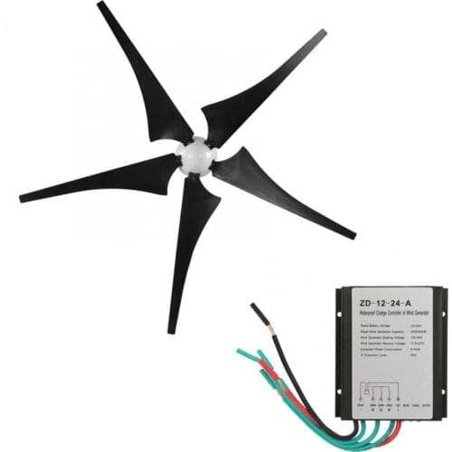 400W Small Wind Turbine Generator With Five Wind Blades + Wind Generator Charge Controller for Home /Camping