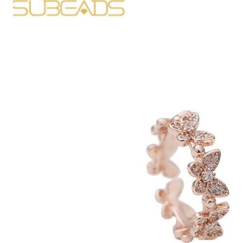 New Fashion Rose Gold Dancing Moving Butterfly Rings Dainty Insect Minimalist Rings For Women Girls Jewlery