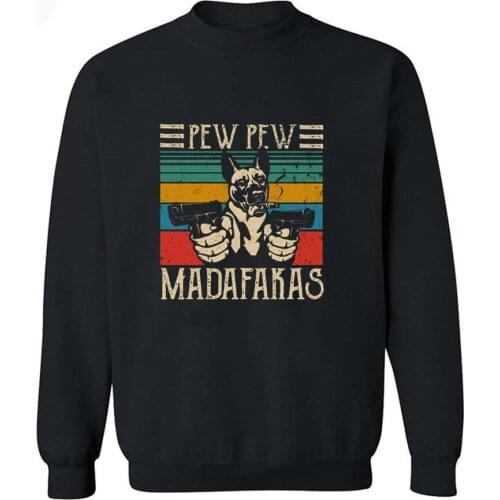 Autumn Winter Fashion Mens Pew Pew Madafakas Vintage Belgian Shepherd Malinois Dog Hoodies Casual Crewneck Hooded Sweatshirt 2XL