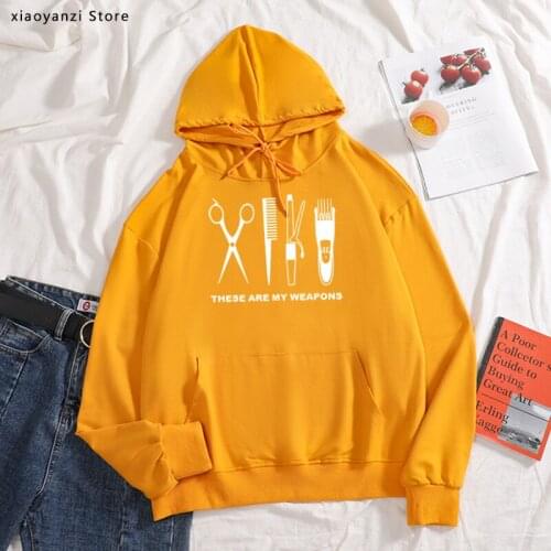 Barber Hoodies Women sportswear O-Neck Cotton Hairdresser Weapon pullovers Girls Woman scissors Clothing sweatshirts OT-818
