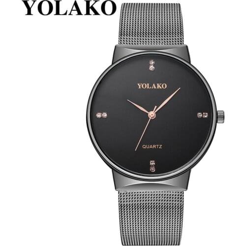 YOLAKO Couple Watches For Lovers Women Watch Men Luxury Diamond Stainless Steel Reloj Mujer 2019 Clock relogio feminino
