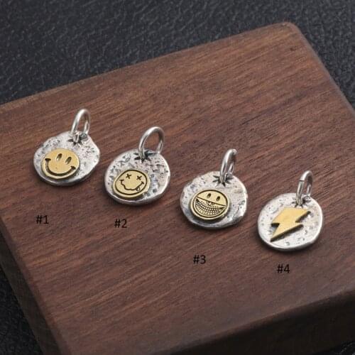 925 Sterling Silver smiling face Pendants for Necklace Women Vintage Unisex Jewelry for Men And Women Jewelry Friends Gifts