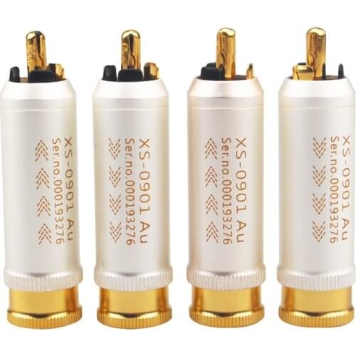 RCA Plug Gold Plated Red Copper Shell Amplifier Hifi Audio Video Connector Plugs - (4 Pcs )