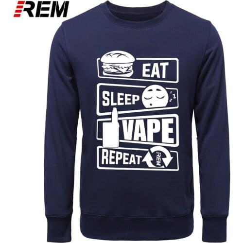 REM Colors Classic O-neck Mens Novelty Design Eat Sleep Vape Repeat Fashion Funny Tops Hoodies, Sweatshirts
