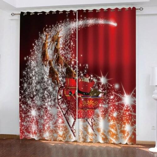 Luxury Blackout 3D Window Curtains For Living Room Bedroom red light christmas curtains Decoration curtains