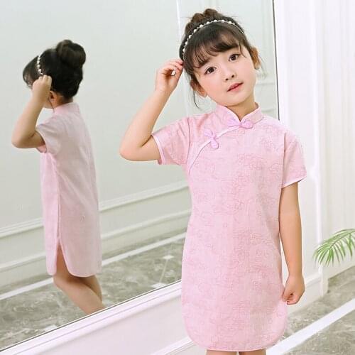 Pink chinese dress qipao cheongsam flower girl Party Summer Dresses