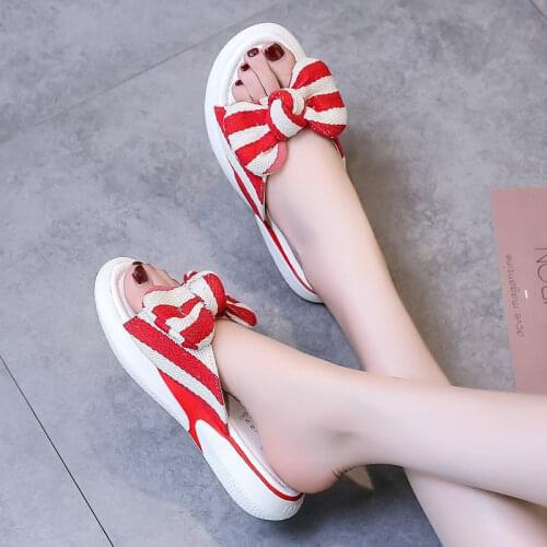 Summer New Large Size Womens Shoes Fashion One-Word Drag Lightweight And Breathable Thick-Soled Lazy Flat Sandals And Slippers
