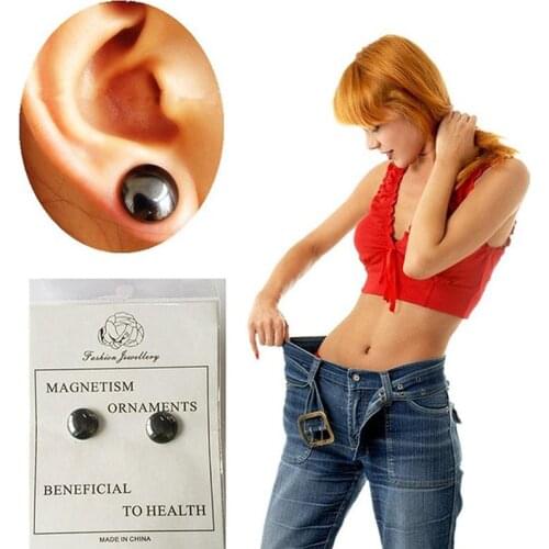 Weight Loss Earrings Black Magnetic Acupuncture Point Earring Bio Magnet Slimming Stimulating Acupoints Health Acupressure 1pair