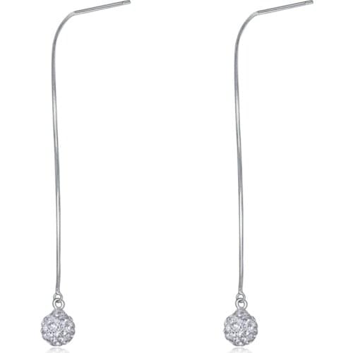 100% S990 Sterling Silver Earrings Hot Sale New Single Line Smart Sparkling Ball Earrings Beautiful Womens Charm Earrings C