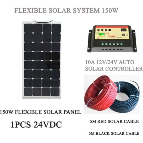 Solar Panel 150W etfe Solar Complete Kit System For Boat, RV, Camper with Solar Charge Controller and Extension Solar Cable