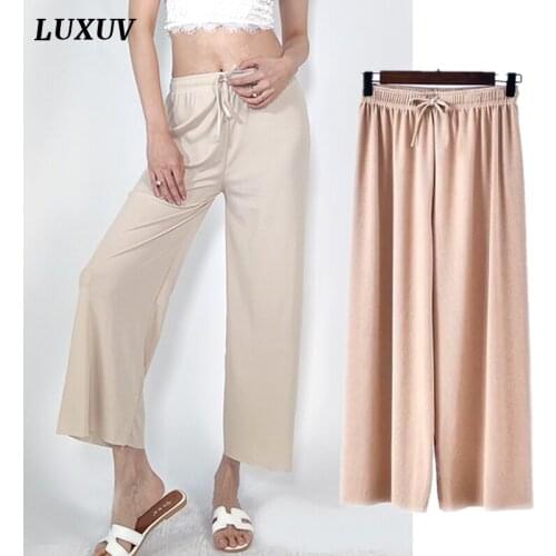 LUXUV Sweatpants Womens Clothing Stripes Trousers Wide Leg Sport Pants Sets Ladies Streetwear Harajuku Elastic Yoga Jogging