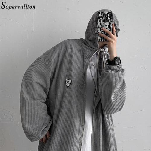 Thin Jacket Loose Oversize Street Solid Grey White 2021 New Summer Long Sleeve Hooded Coat Outwear Fashion Sunscreen Women Men