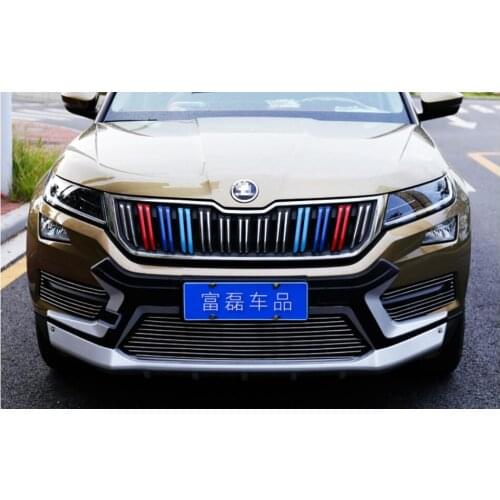 ABS Tri-color net in the net decoration strip sequined exterior Racing Grills FIT FOR SKODA KODIAQ 2017 2018 2019