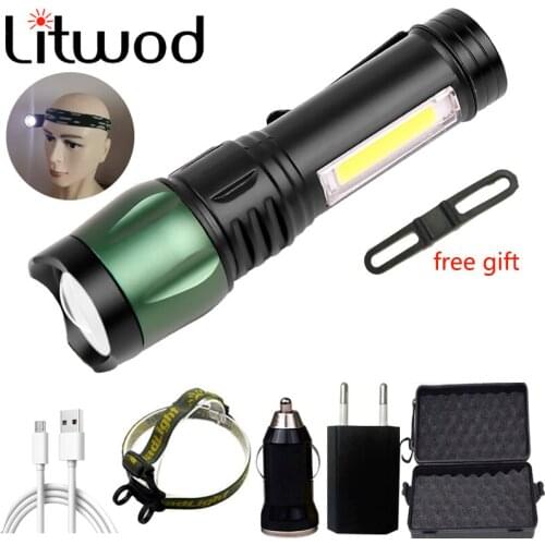 XP-G Q5 USB Rechargable Mini LED Flashlight Super Bright 3 Modes Built in Battery Torch Waterproof COB Camping Bicycle head lamp