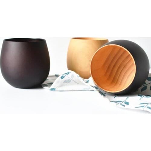 Japanese Simple Big Belly Handmade Wooden Teacup Natural Spruce Wood Cups Beer Tea Coffee Milk Water Mug Kitchen Bar Drinkware