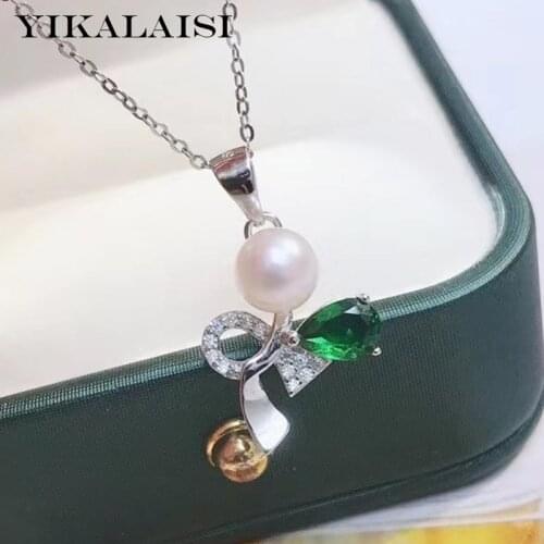 YIKALAISI 925 Sterling Silver Necklaces Jewelry For Women 6-7mm Oblate Natural Freshwater Pearl Pendants 2021 Wholesales