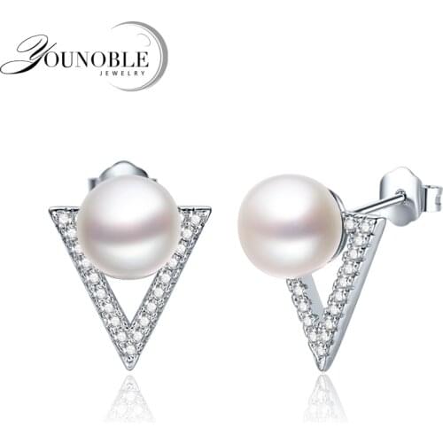 YouNoble small natural Pearl earring,Pearl with 925 Sterling Silver earring,Birthday gift Jewelry Accessories earrings for women