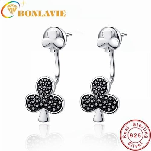 BONLAVIE 925 Sterling Silver Earrings Poker Symbol Earrings Heart Plum Square Rose Gold Earrings for Women