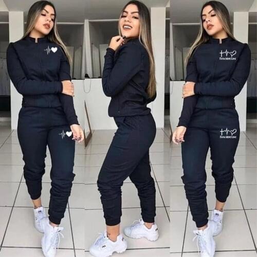 2 Piece Set Spring Autumn Women Tracksuit Zipper Sweatshirt+Pants Sportwear Casual Womens Sports Suit Hoodies Set Female 2021