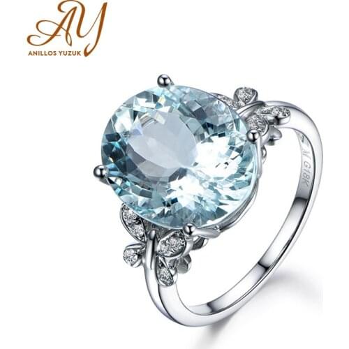 Anillos Yuzuk Silver 925 Jewelry Ring Aquamarine Trendy Party 925 Sterling Silver Rings Jewelry Woman Wedding Party Gift