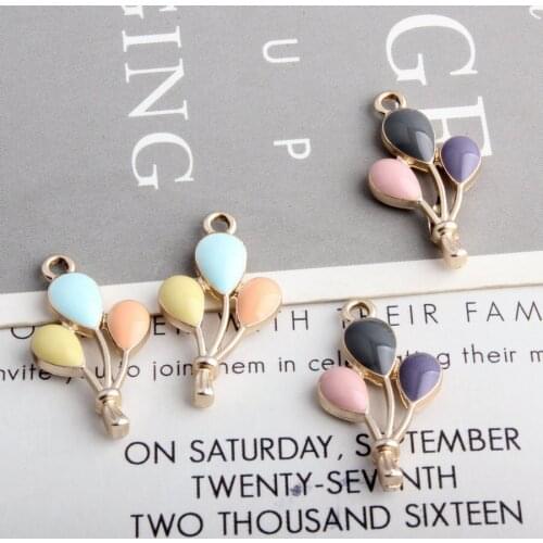 10pcs 13*24MM 3 Colors Enamel Alloy Balloon Pendants DIY Jewelry Findings Ornament Accessories Metal Oil Drop Bracelet Charm