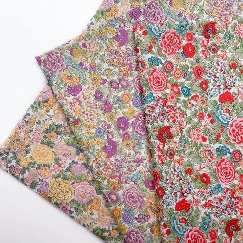 145x50cm Retro Rose 60s Poplin Cotton Fabric, Handmade Womens Dress Shirts High-Density Cloth