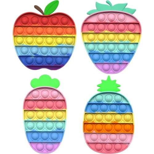 2pcs/Set Combination Desktop Educational Toys Push Bubble Fruit Dolphin Fighter Toy Gun Design Soft Silicone Stress Relief Toys