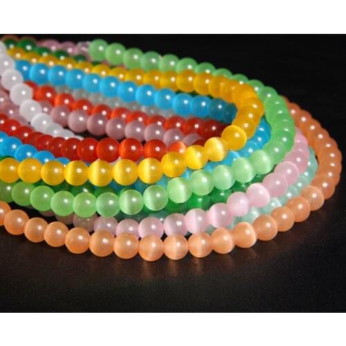 4-12mm Cat Eye Stone Beads For Jewelry Making Diy Women Necklace Bracelet Natural Multicolor Charm 15.5” Round Glass Loose Beads